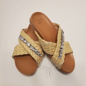 Women's Phylis Raffia Slide In Almond - A New Day, Size 6